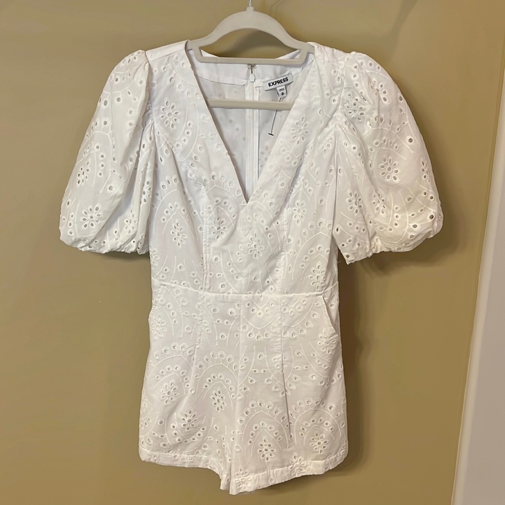 Express White Eyelet Romper